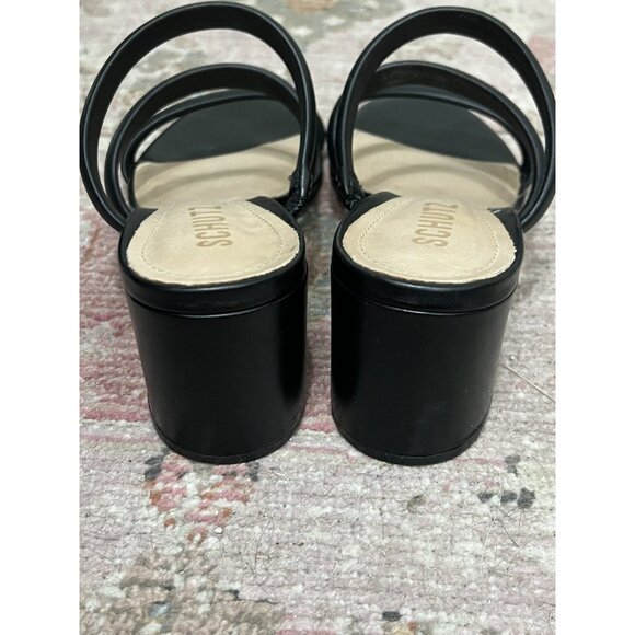 Schutz Olly Mid Block Leather Heel Black Women's Size 8.5 - Picture 8 of 11